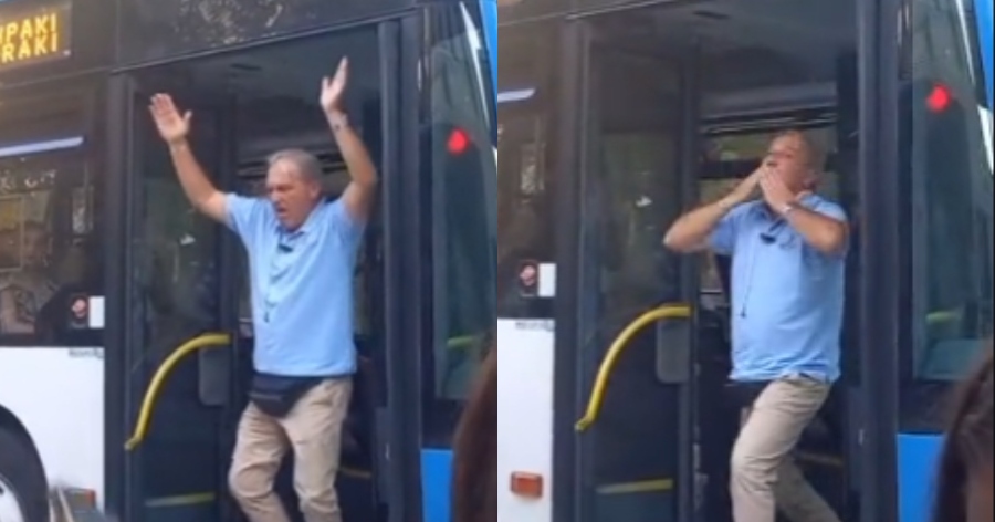 Άφησε το τιμόνι και έπιασε το τσιφτετέλι: O πιο γλεντζές Έλληνας οδηγός λεωφορείου κάνει τον γύρο του διαδικτύου