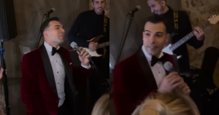 Έπιασε το μικρόφωνο ο Κώστας Σλούκας: Τραγούδησε στον γάμο του «Μήπως είμαι τρελός, μήπως τα έχω χαμένα»