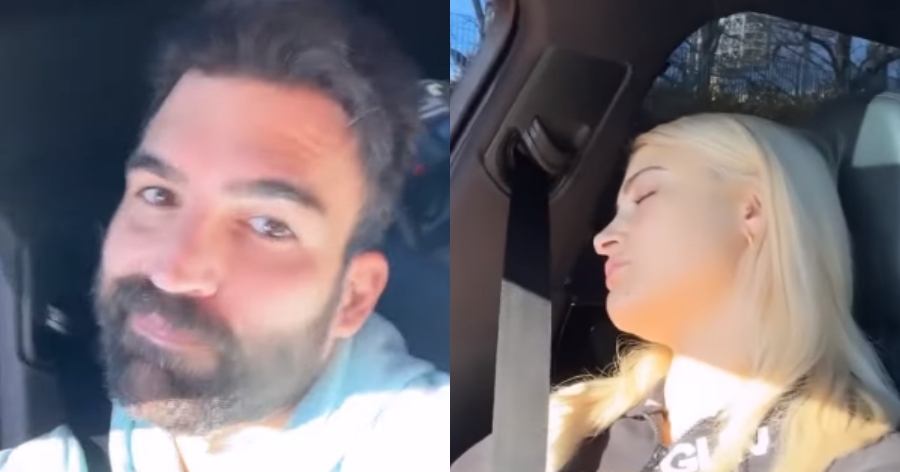 Περήφανος μπαμπάς ο Δημήτρης Αλεξάνδρου: Μας δείχνει την εξουθενωμένη Ιωάννα Τούνη και τον γιο τους να κοιμούνται μέσα στο αμάξι