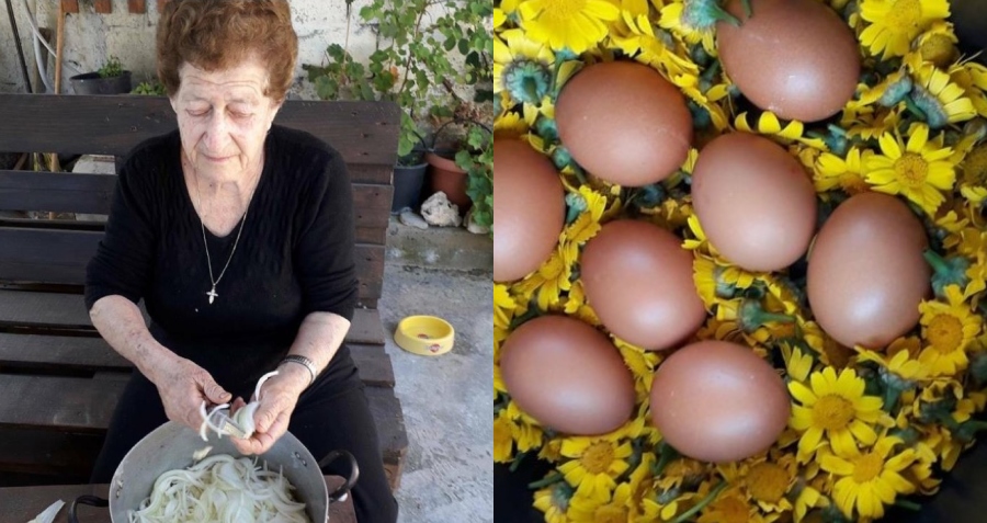 Η γιαγιά Ιωάννα για να πετύχετε το τέλειο χρώμα: Κρεμμύδια και μαργαρίτες για το βάψιμο των Πασχαλινών αυγών