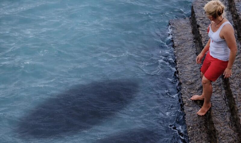 Κατά τη διάρκεια των διακοπών της, μια γυναίκα θέλησε να βγάλει μια φωτογραφία με φόντο τη θάλασσα