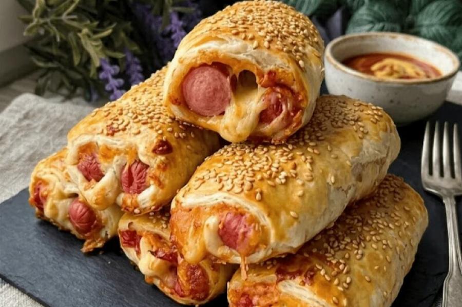 Λουκανικοπιτάκια με σφολιάτα που εξαφανίζονται σε 5 λεπτά