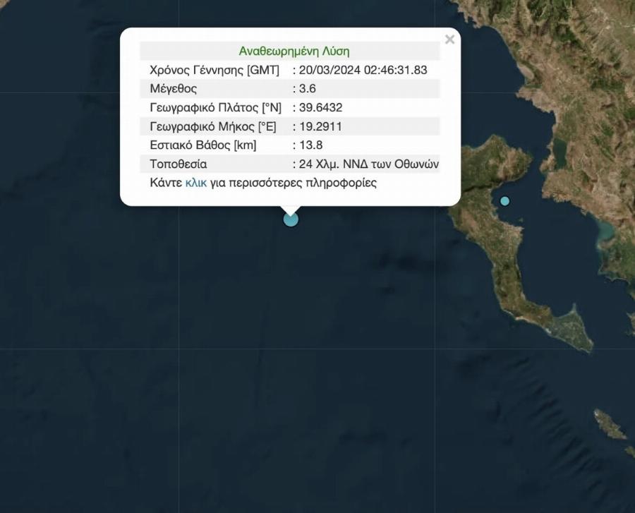 Νέος σεισμός πριν λίγο