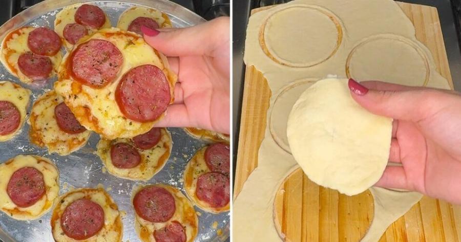 Μίνι πίτσες με 2 υλικά – Εύκολη ζύμη χωρίς μαγιά σε 20 λεπτά