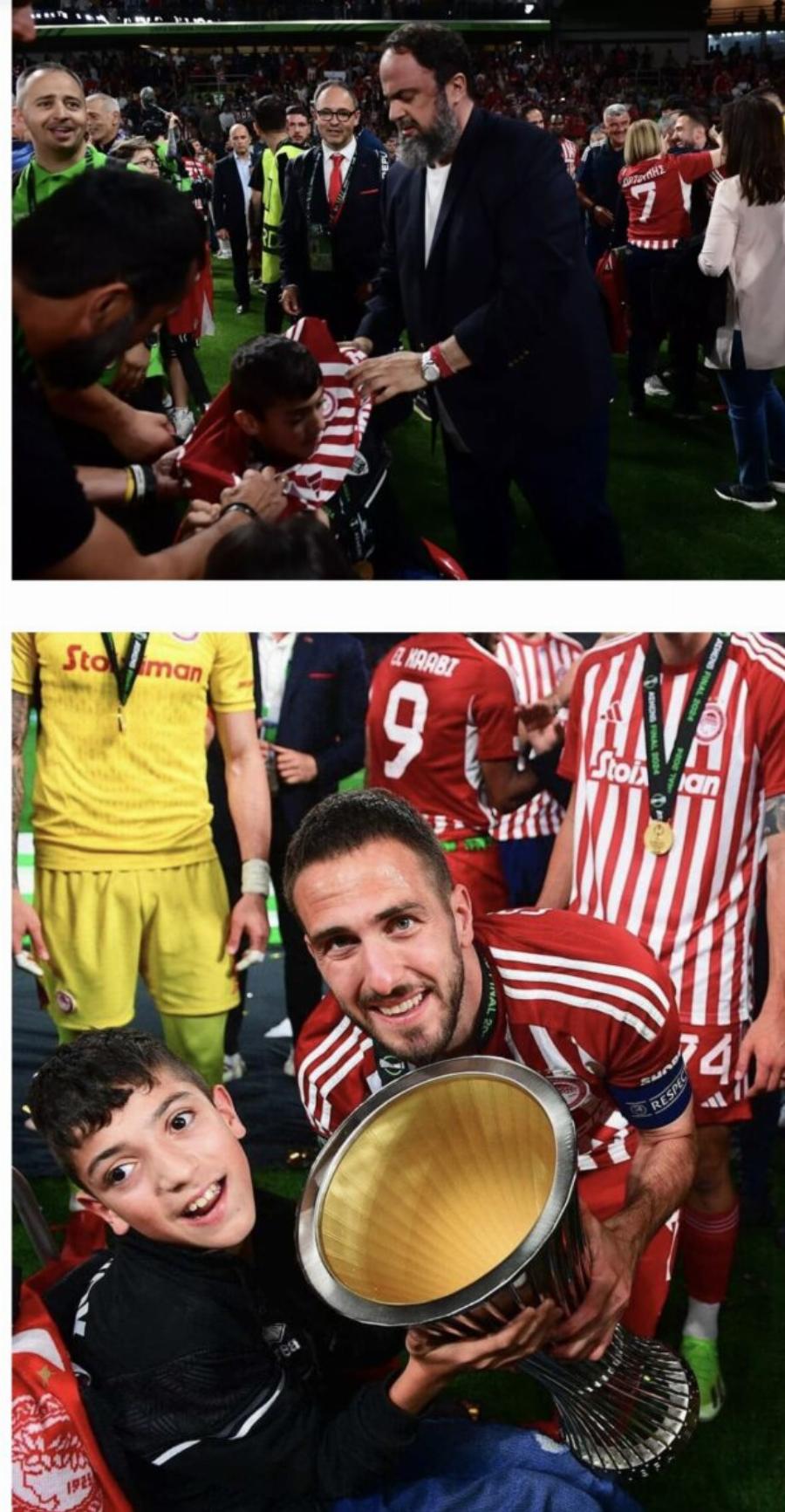 Δάκρυα συγκίνησης: Ο μικρός Γιαννάκης πανηγυρίζει με το τρόπαιο του Conference League