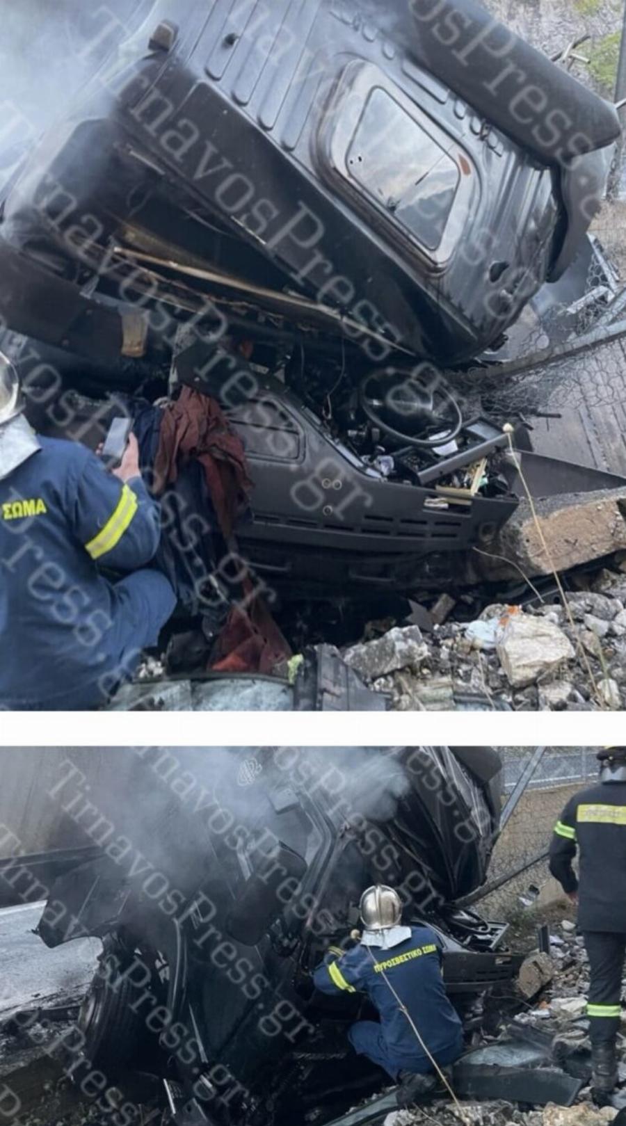 Νεκρoς ο οδηγός της νταλίκας που εξετράπη