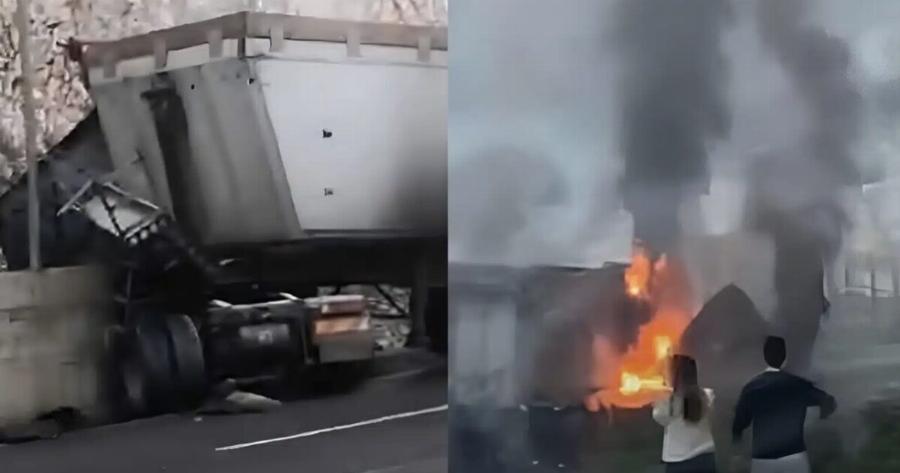 Νεκρoς ο οδηγός της νταλίκας που εξετράπη