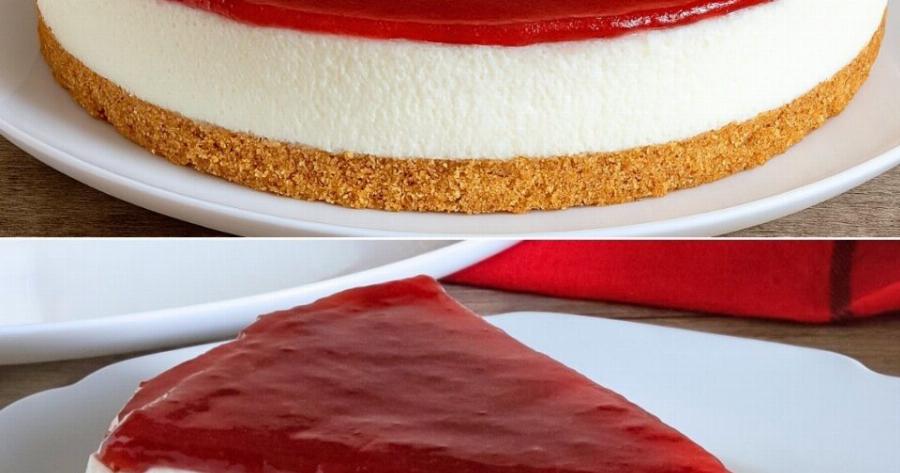 Δροσερό Cheesecake Χωρίς Ψήσιμο με Επικάλυψη Μαρμελάδας