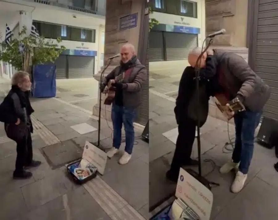 Σταύρος Ξαρχάκος: Η συγκινητική συνάντηση με πλανόδιο μουσικό που έπαιζε τραγούδι του – Δείτε το βίντεο