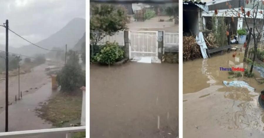 Πλημμύρα εγκλώβισε κατοίκους – «Κατέβηκε» το βουνό που κάηκε και γέμισαν λάσπες τα χωριά