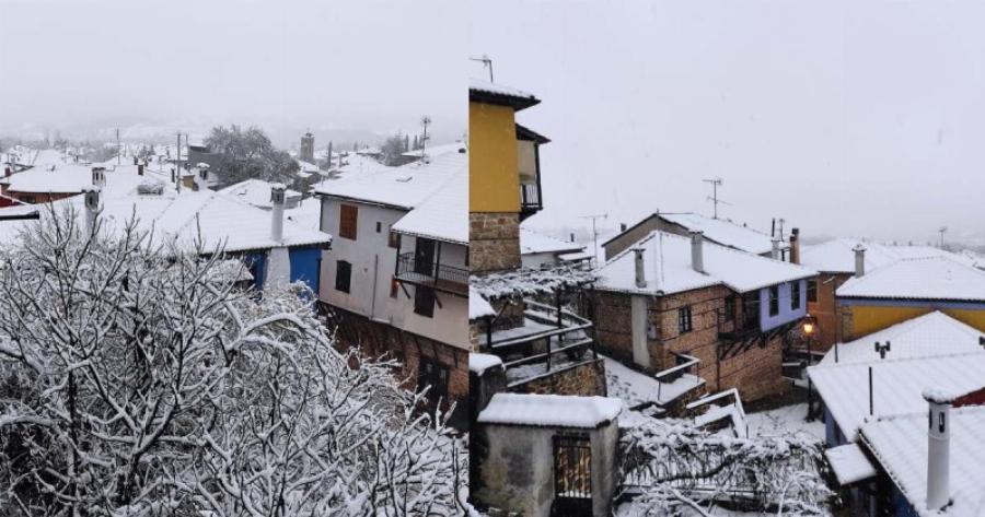 Πυκνό χιόνι παντού: Στα «λευκά» τα ορεινά χωριά της Θεσσαλονίκης και της Χαλκιδικής – Μοναδικές εικόνες