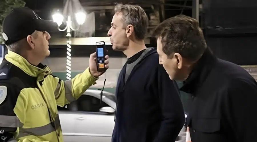 Χαμός με την φωτογραφία του Μητσοτάκη – Γιατί έκανε αλκοτέστ πεζός;