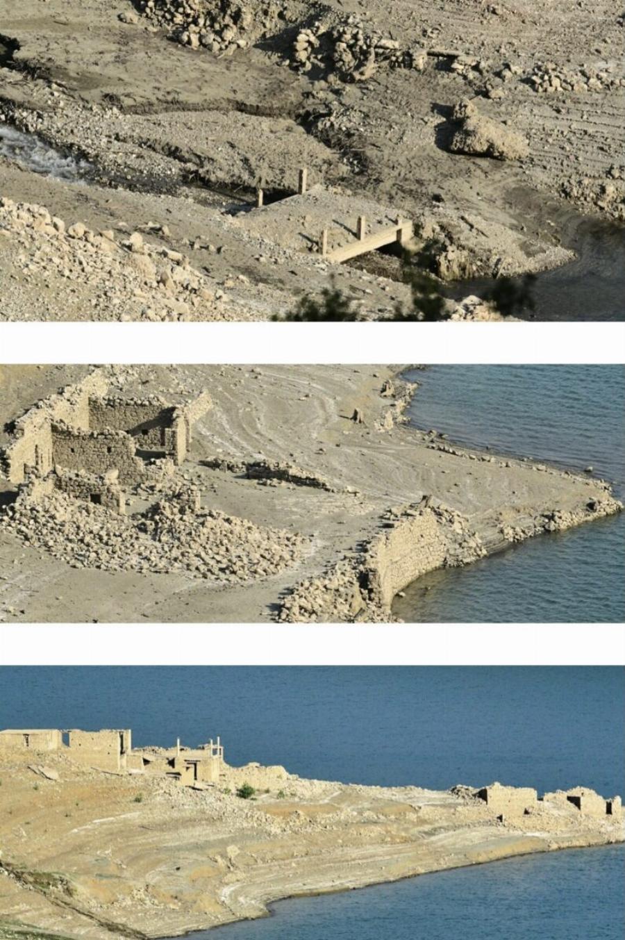 Μόρνος: Βγήκε στην επιφάνεια βυθισμένο χωριό από την λειψυδρία – Aπίστευτες φωτογραφίες