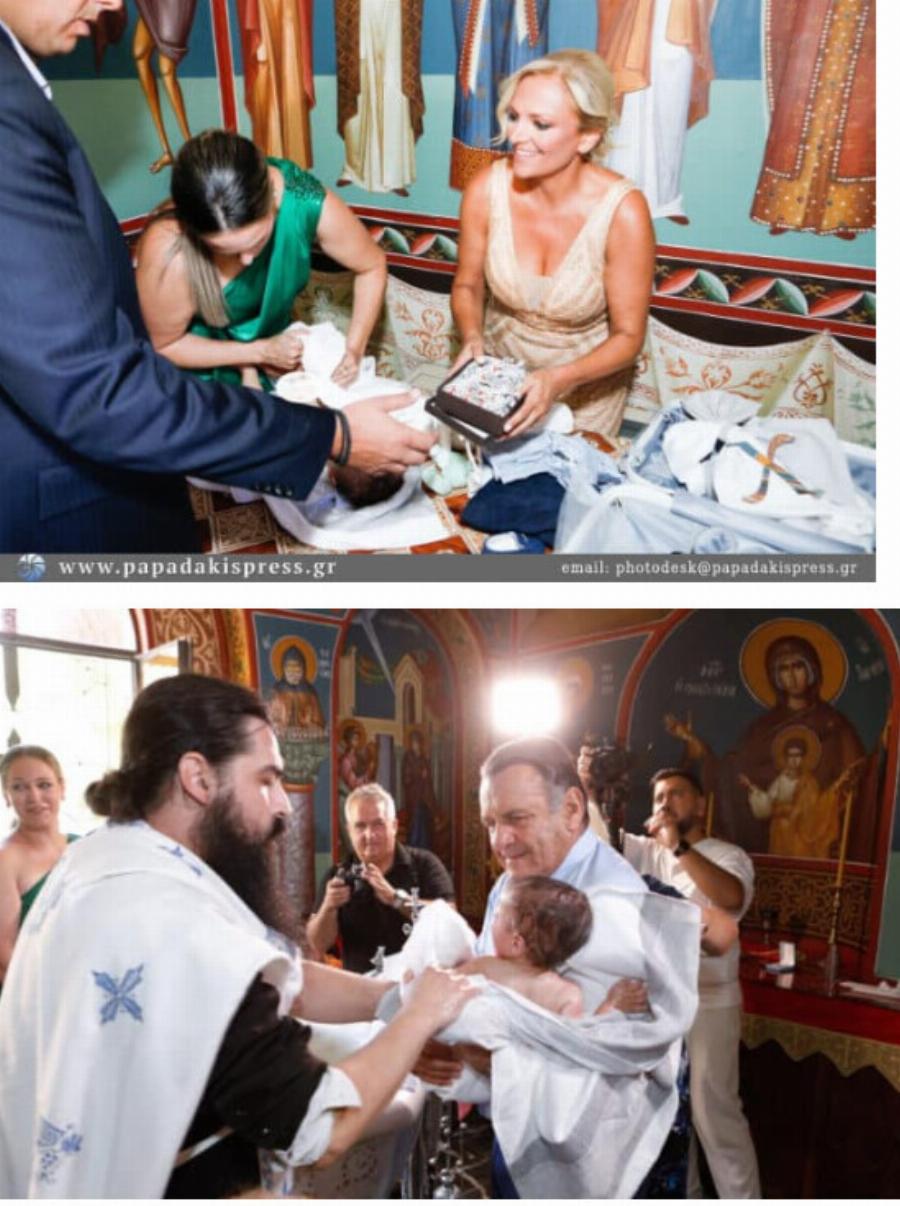 Η βάπτιση του εγγονού της Χριστίνας Λαμπίρη με νονό τον άντρα της