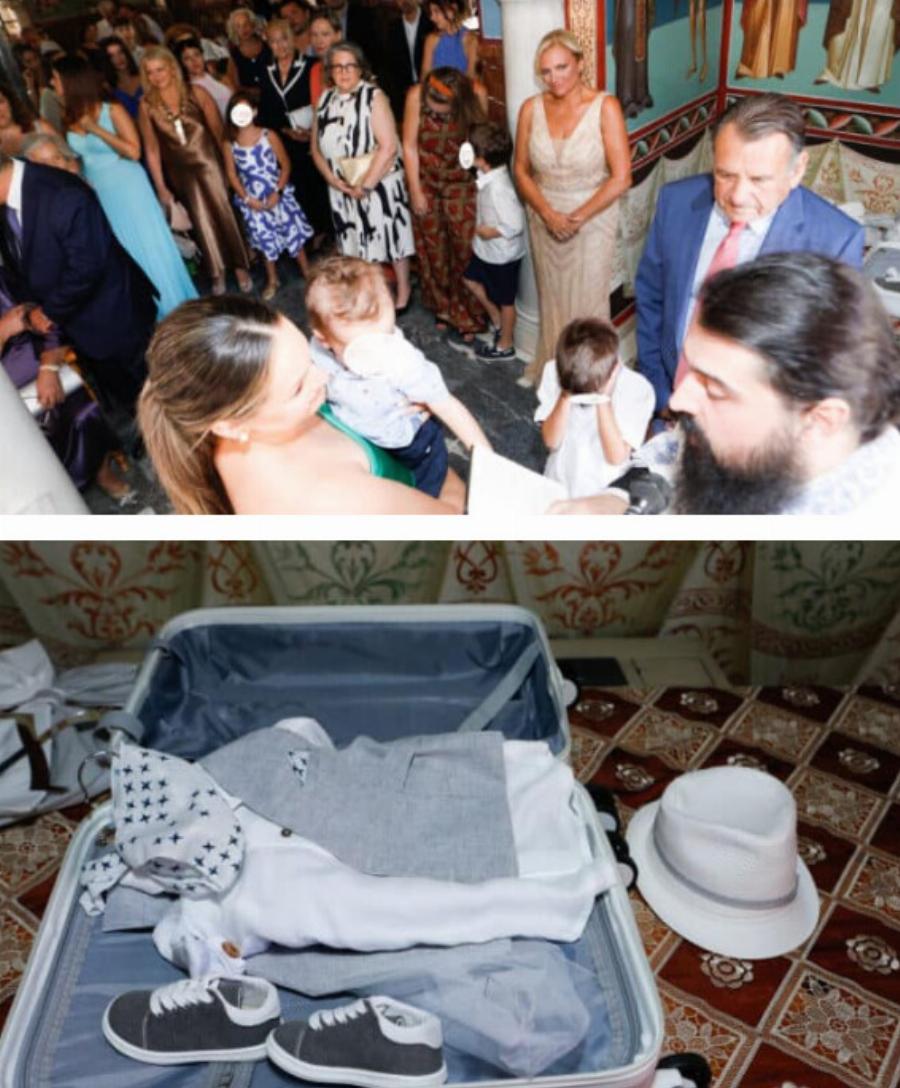 Η βάπτιση του εγγονού της Χριστίνας Λαμπίρη με νονό τον άντρα της