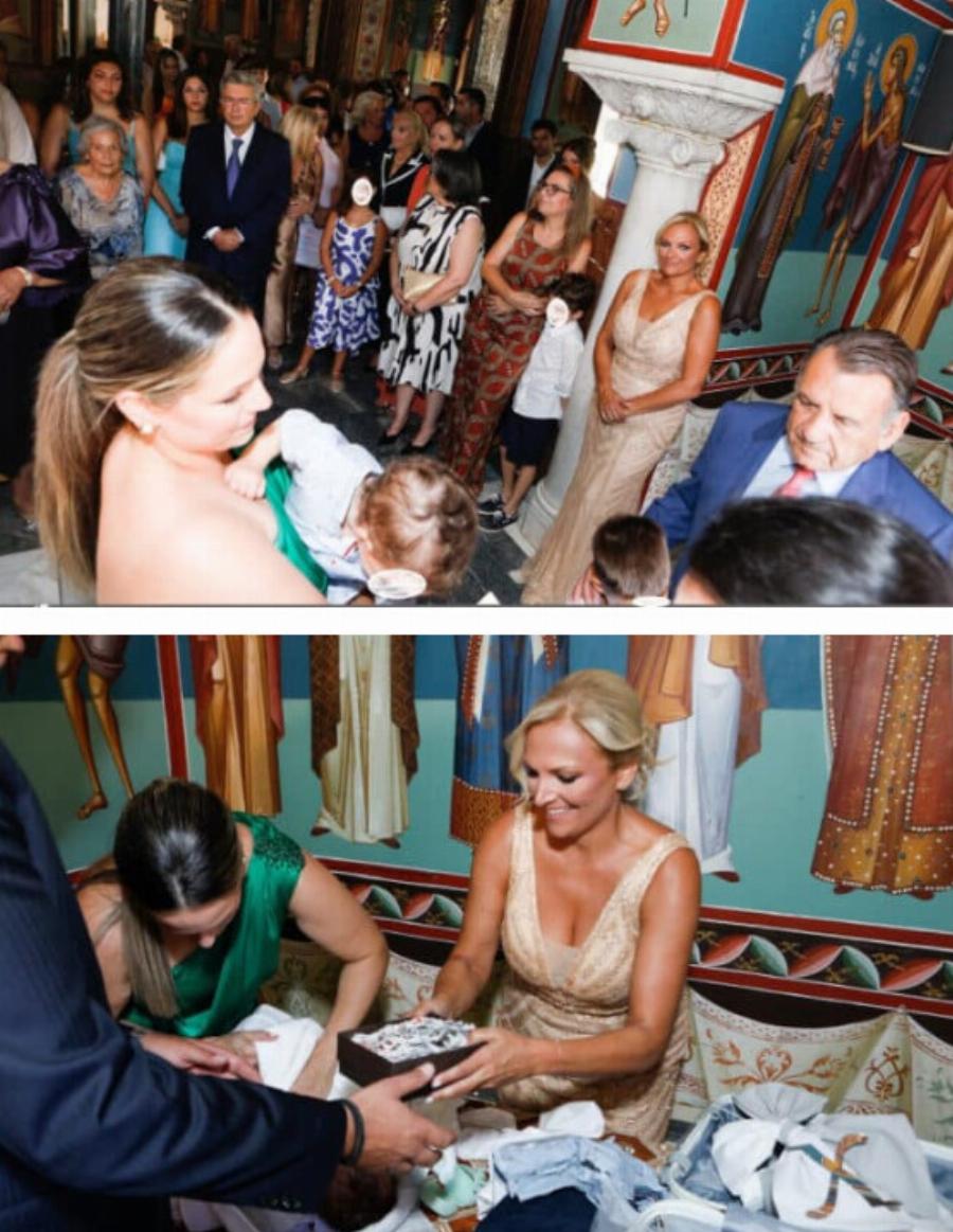 Η βάπτιση του εγγονού της Χριστίνας Λαμπίρη με νονό τον άντρα της