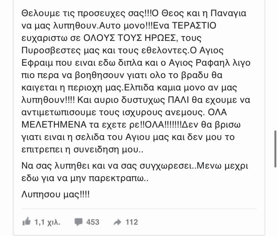 Φωτιά στην Αττική: Μεγάλη μάχη για να σωθεί το μοναστήρι του Αγίου Εφραίμ στη Νέα Μάκρη