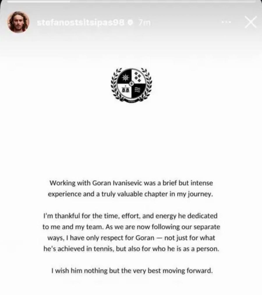 Ανακοίνωσε το Tέλoς ο Στέφανος Τσιτσιπάς