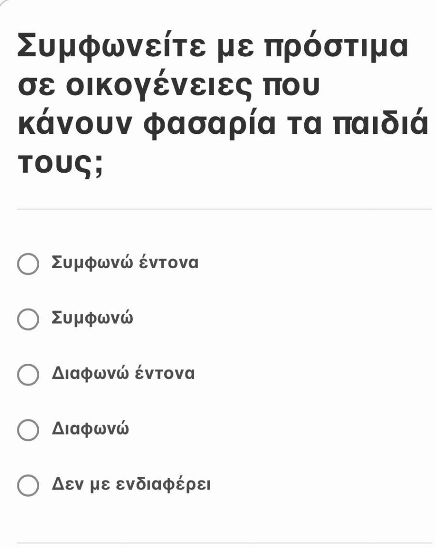Ερώτημα: Συμφωνείτε στο να τρώνε πρόστιμα οι οικογένειες που κάνουν φασαρία τα παιδιά τους;