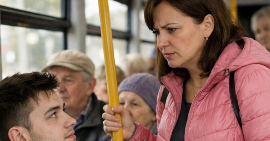 Στο λεωφορείο μια γυναίκα με δύο παιδιά έκανε σκηνή και απαίτησε από έναν νεαρό να της παραχωρήσει τη θέση του, αλλά ξαφνικά ο νεαρός έκανε κάτι που άφησε όλους τους επιβάτες άφωνους