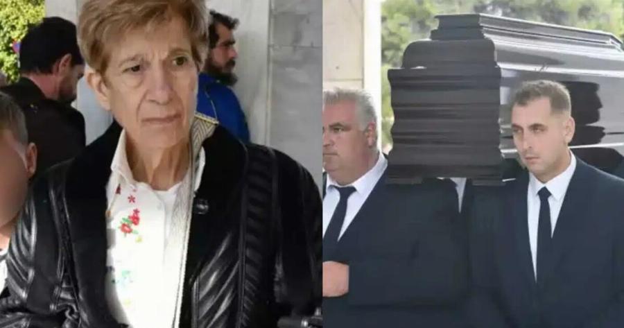Μανούσος Μανουσάκης: Καταρρακωμένη η σύζυγός του Μαρία Μανουσάκη στην κηδεία του