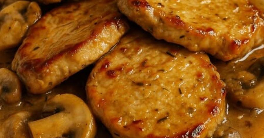 Χοιρινά φιλετάκια με μανιτάρια και μπύρα – έτοιμα σε ένα τηγάνι