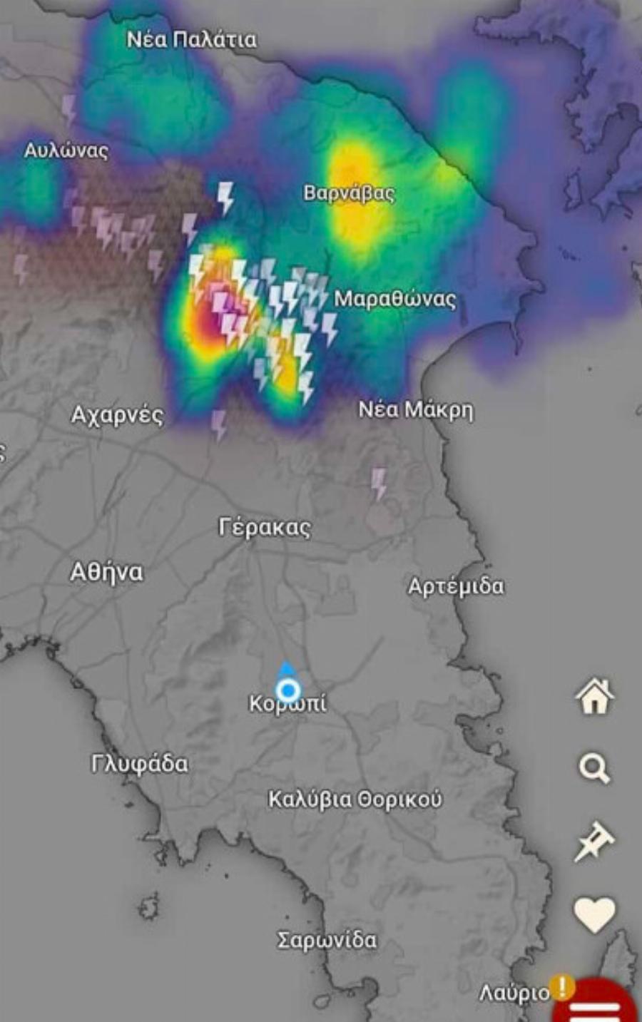 Φωτιές τώρα από κεραυνούς σε αuτές τις περιοχές της Αττικής