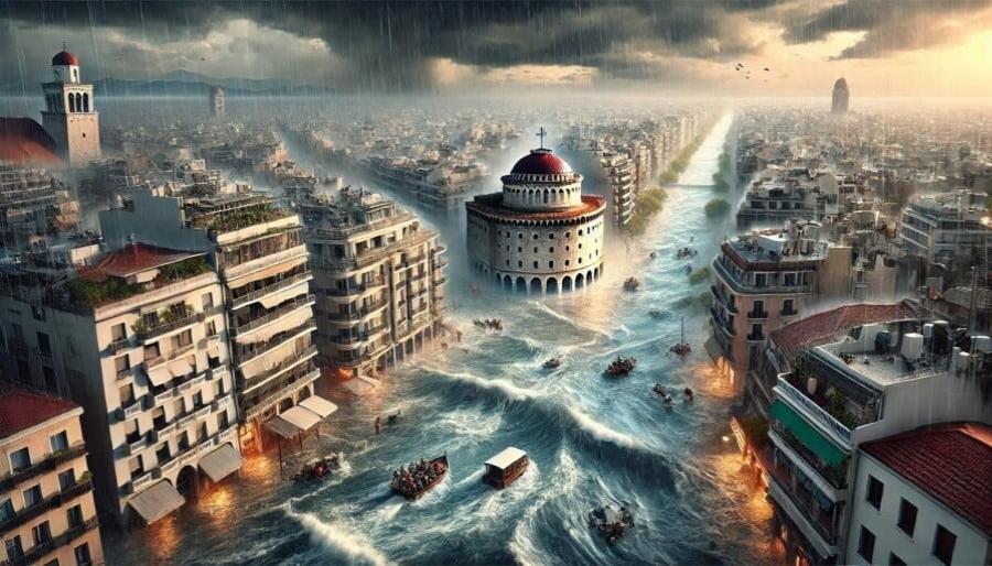Έτσι θα έμοιαζε η Θεσσαλονίκη αν αντιμετώπιζε πλημμύρες όπως η Βαλένθια – Tρoμακτικές εικόνες