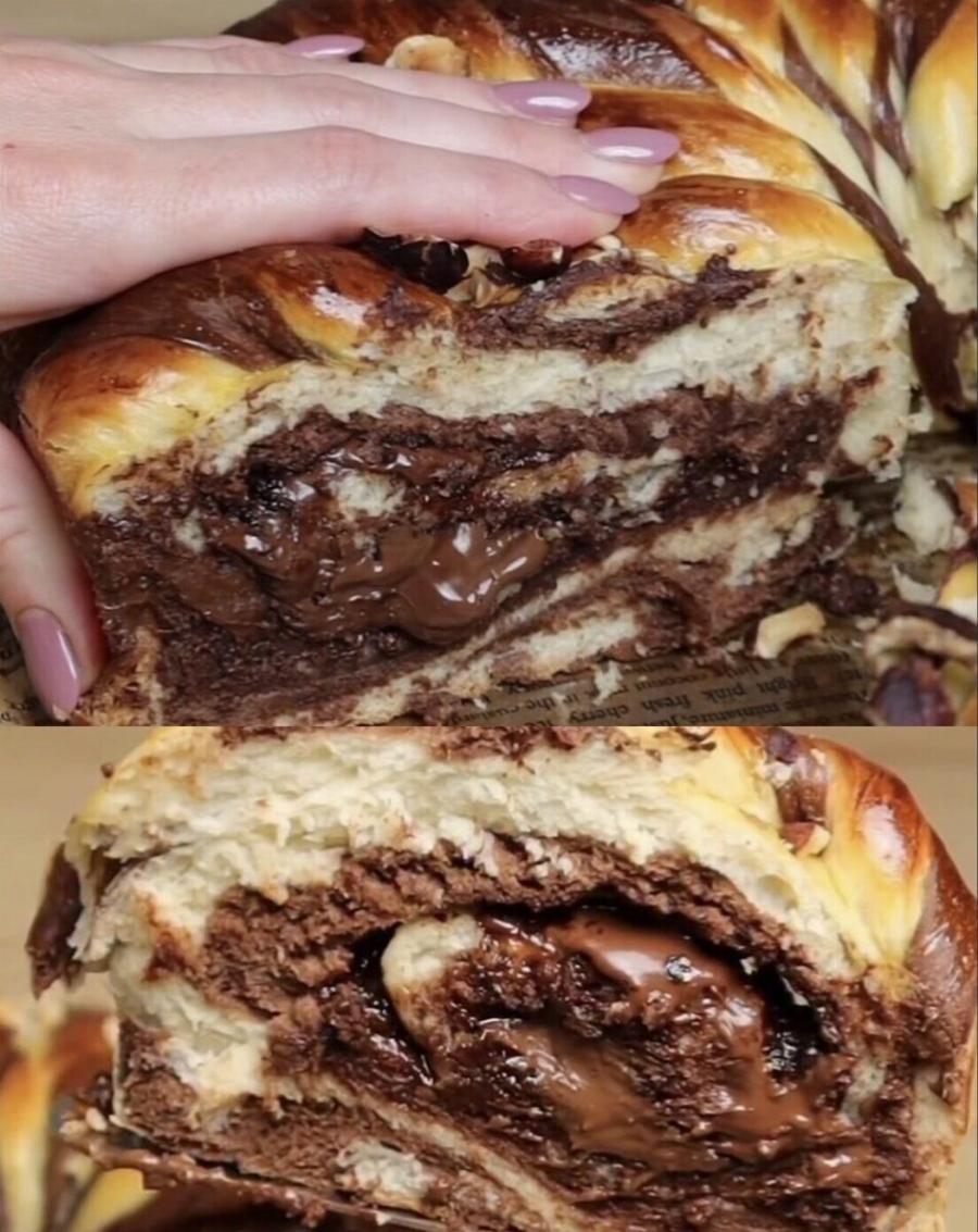 Σοκολατένια πλεξούδα με διπλή ζύμη και γέμιση σοκολάτας – αφράτη και εντυπωσιακή