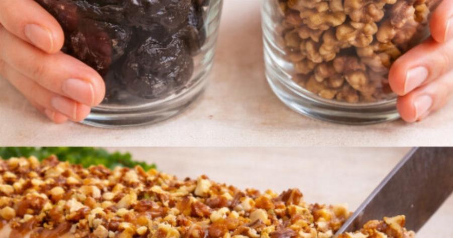 Γλυκό Ψυγείου με Δαμάσκηνα, Καρύδια & Καραμέλα