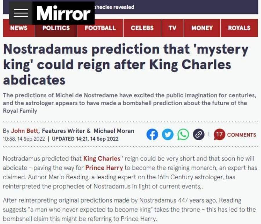 Βασιλιάς Κάρολος: Η προφητεία του Νοστράδαμου για τον διάδοχό του – Ο ρόλος της Κέιτ Μίντλετον