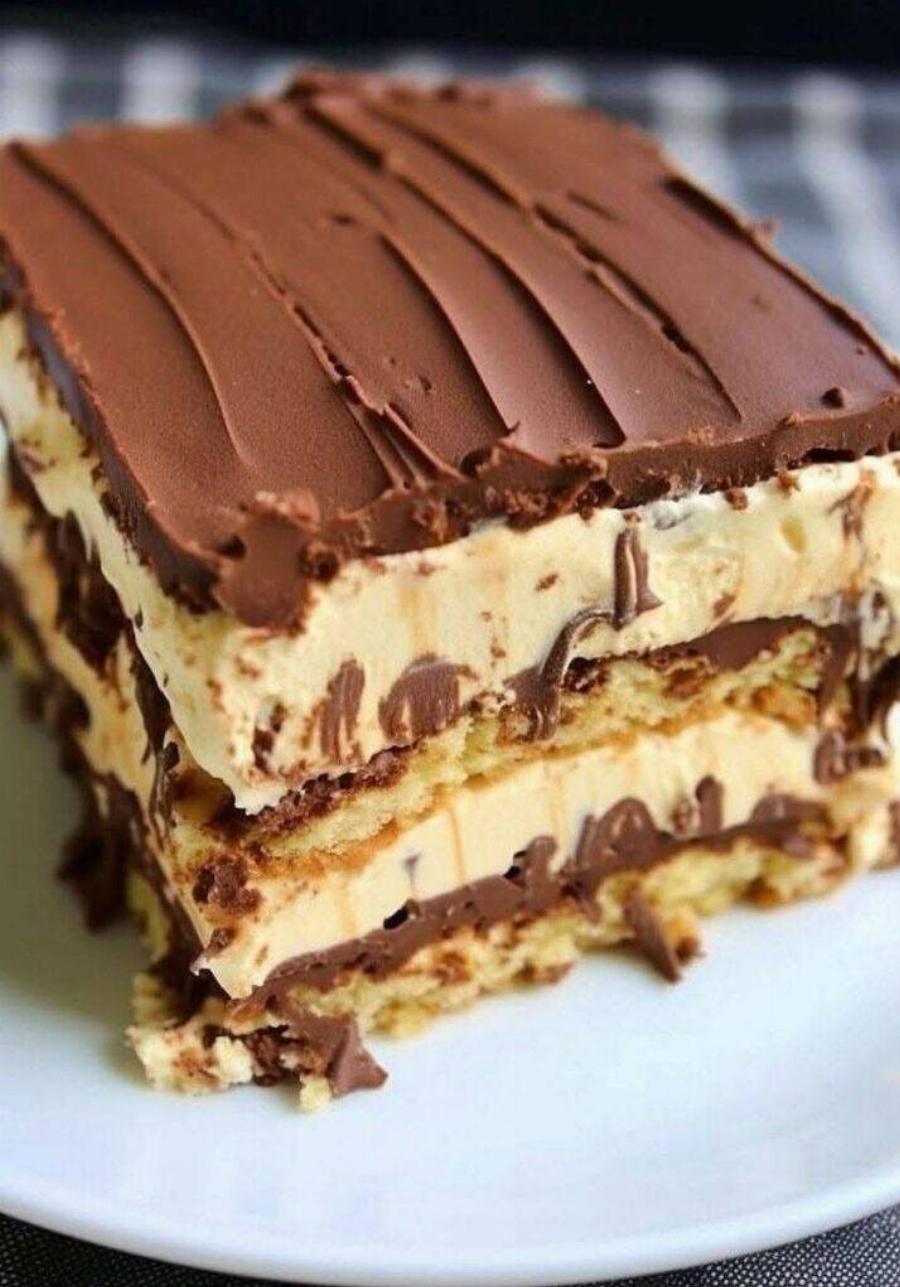 Κέικ Εκλέρ με Φυστικοβούτυρο Χωρίς Ψήσιμο