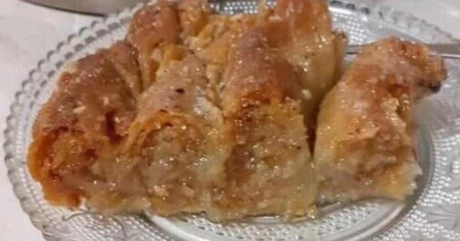 Πλατσέντα Μυτιλήνης παραδοσιακή – γλυκό με φύλλο, καρύδια και μέλι