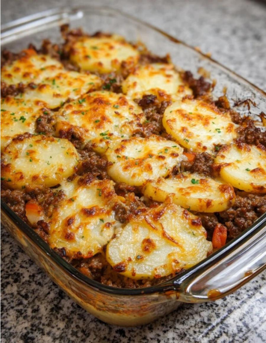 Ρολό κιμά γεμιστό με τυρί, κρεμώδη σάλτσα και ψητές baby πατάτες