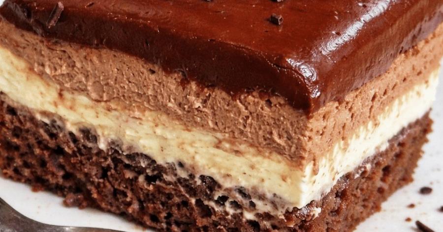 Γλυκό ψυγείου με 3 στρώσεις – εύκολη πάστα ταψιού
