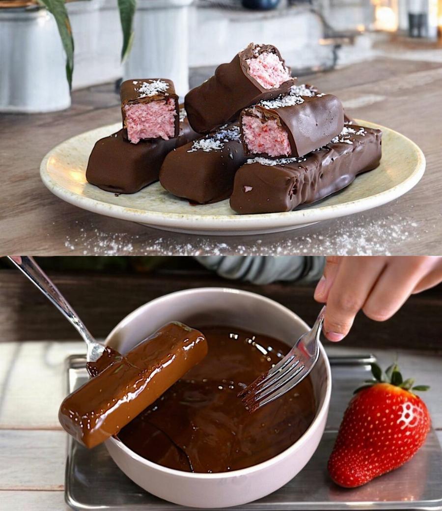 Σοκολατάκια Bounty με Φράουλα Χωρίς Ζάχαρη μόλις με 5 υλικά