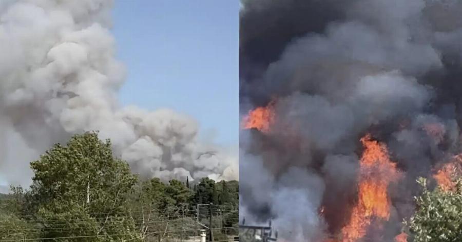 EKTAKTO – Mεγάλη φωτιά ΤΩΡΑ – Καίει δίπλα από σπίτια – Συναγερμός στην Πυροσβεστική