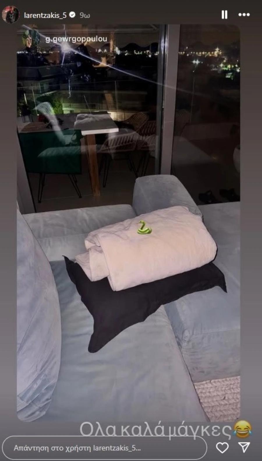 Ο Λαρεντζάκης κοιμήθηκε το βράδυ στον καναπέ μετά από αυτό που έκανε με δύο κοπέλες χθες