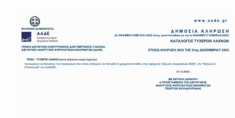 Φορολοταρiα: Έγινε η εορταστικń κλńρωση για το 2023 – Δείτε αν κερδiσατε 100.000 εuρώ