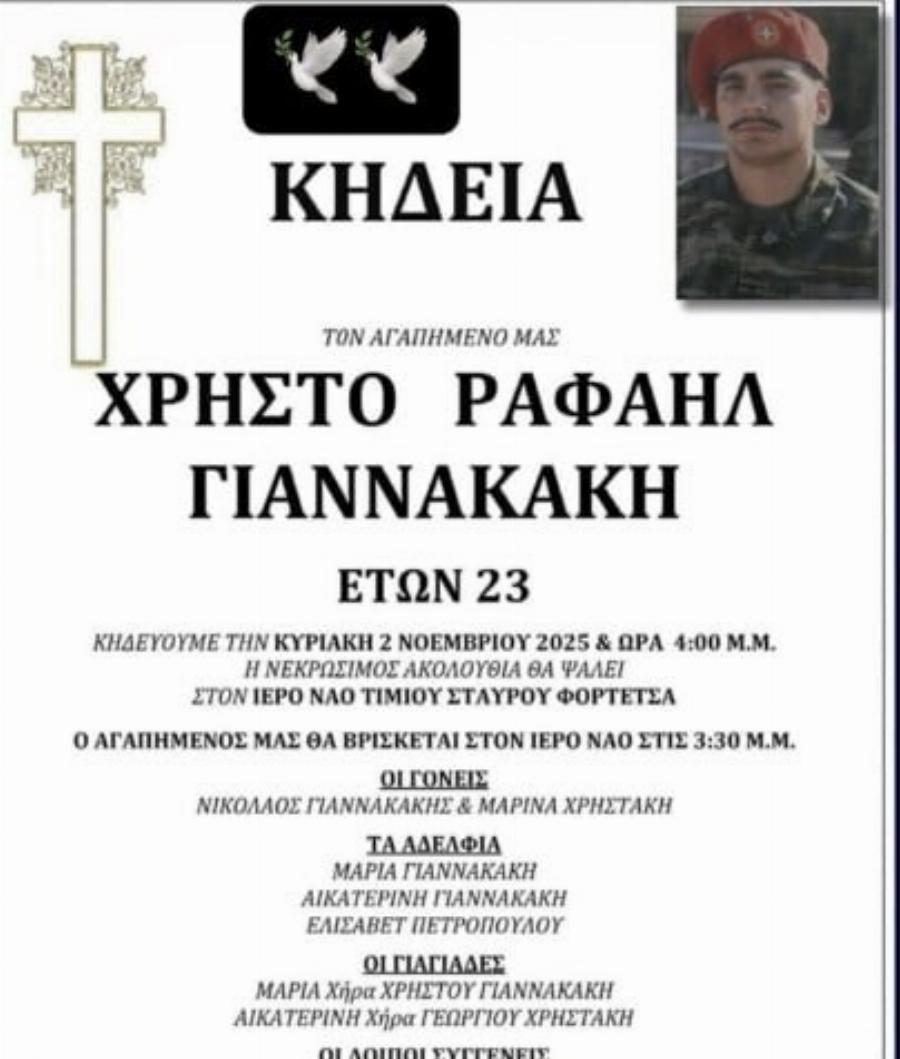 Θpnvoς για τον πρόωρο xαμo του αγαπητού Χρήστου-Ραφαήλ: «Έφυγε» μόλις 23 ετών
