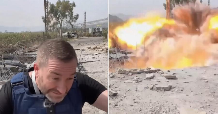 Πύραυλος προσγειώθηκε σε ζωντανή μετάδοση δίπλα σε ρεπόρτερ και τον πέταξε στον αέρα – Βίντεο