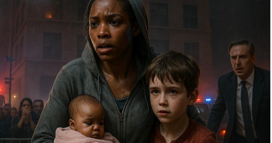 Κανείς δεν κινήθηκε να σώσει τον γιο του δισεκατομμυριούχου από το κτίριο που είχε γεμίσει καπνό — μέχρι που μια νεαρή μητέρα με το μωρό της όρμησε μέσα, και αυτό που συνέβη μετά άφησε τους πάντες άφωνους