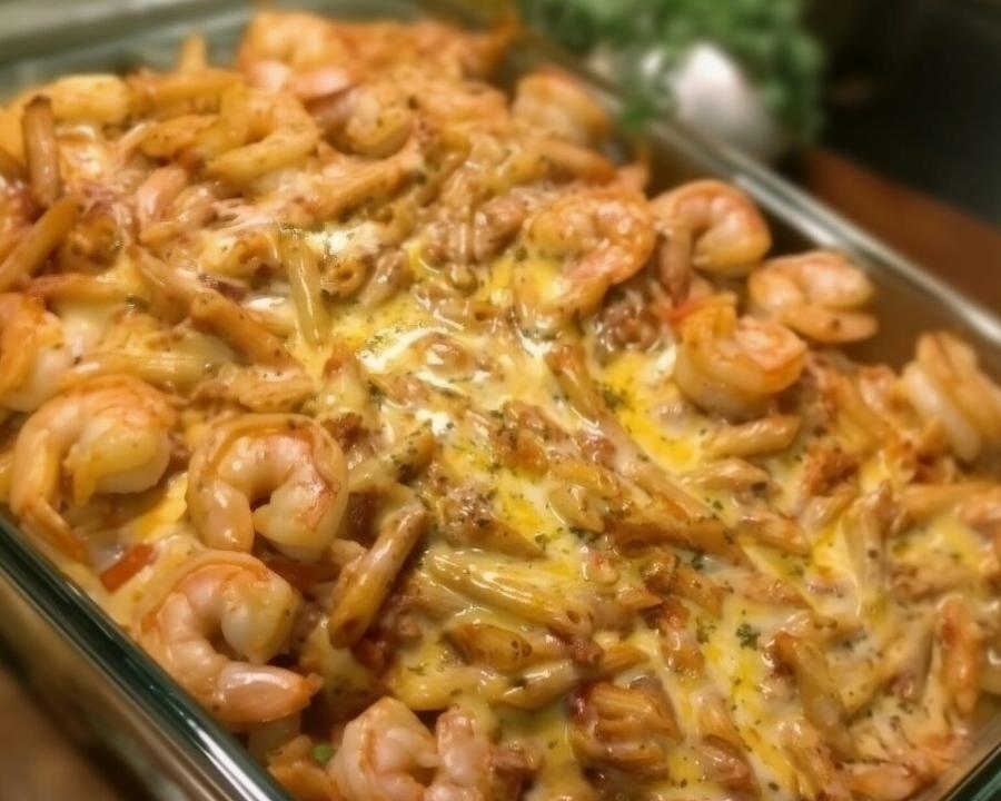 Μακαρόνια φούρνου με γαρίδες που θυμίζουν εστιατόριο