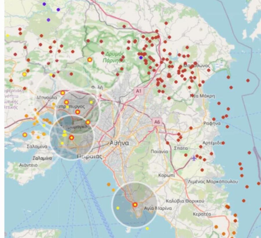Σε συναγερμό η Αττική λόγω κακοκαιρίας – Οι επικίνδυνες περιοχές που πέφτουν οι περισσότεροι κεραυνοί