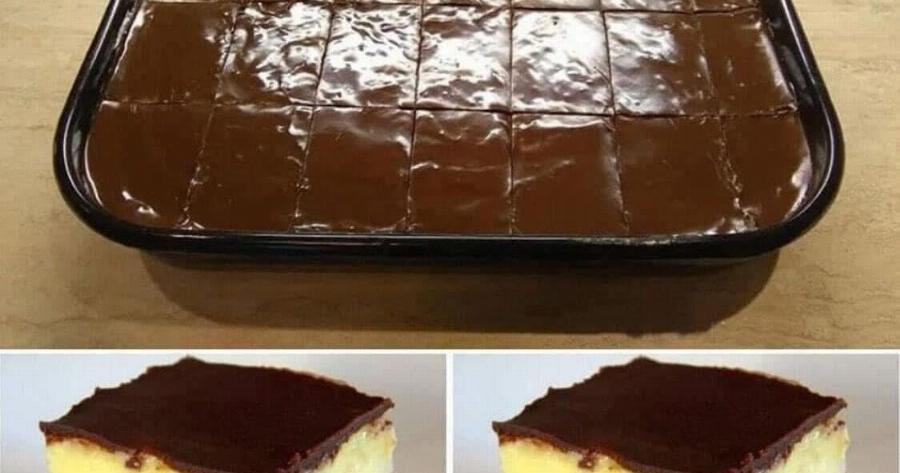 Σοκολατόπιτα με κρέμα και γλάσο: Το εύκολο γλυκό ταψιού που γίνεται ανάρπαστο