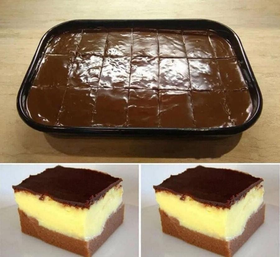 Σοκολατόπιτα με κρέμα και γλάσο: Το εύκολο γλυκό ταψιού που γίνεται ανάρπαστο