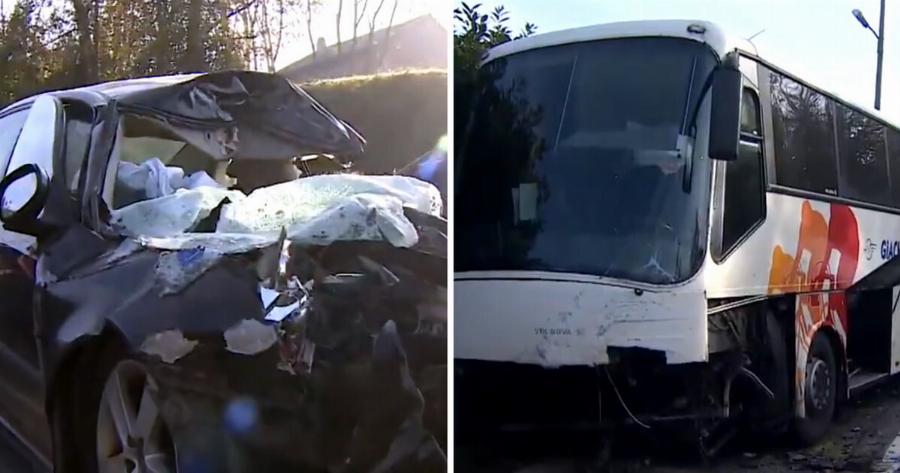 ΕΚΤΑΚΤΟ: Σφοδρή σύγκρουση BMW με σχολικό λεωφορείο που μετέφερε 50 μαθητές – Πέθανε ακαριαία ο οδηγός του αυτοκινήτου