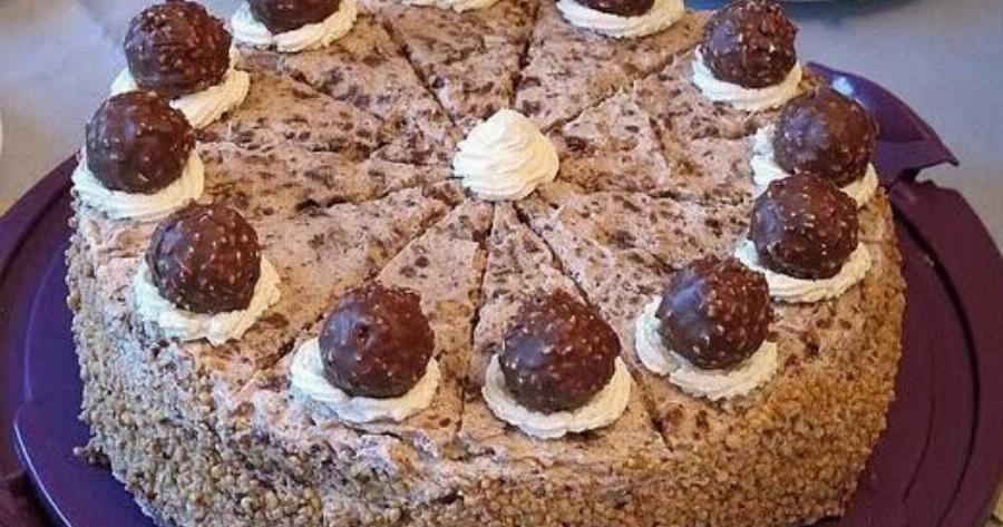 Κέικ Ferrero Rocher 20 λεπτών χωρίς ψήσιμο με 1 φύλλο