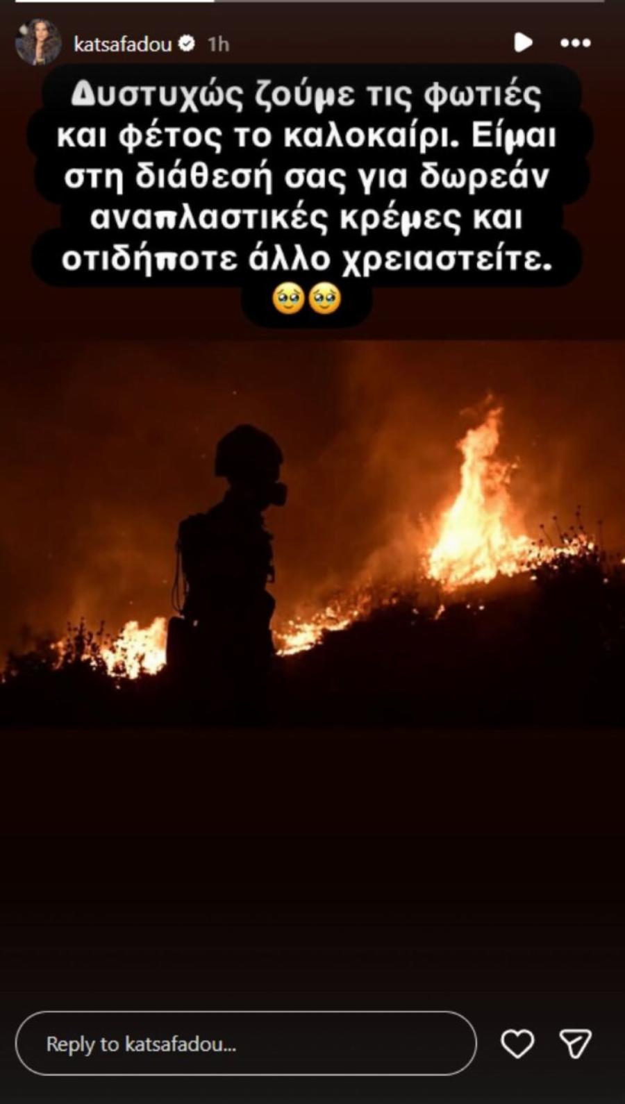 Δήμητρα Κατσαφάδου: Στο πλευρό των πληγέντων από τις φωτιές με μια κίνηση αλληλεγγύης