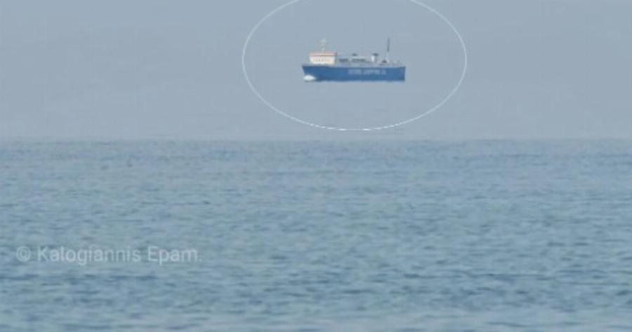 Το σπάνιο φαıνόμενο Fata Morgana ανοιχτά της Κύμης – Πλοίο «αιωρείται» πάνω από τη θάλασσα